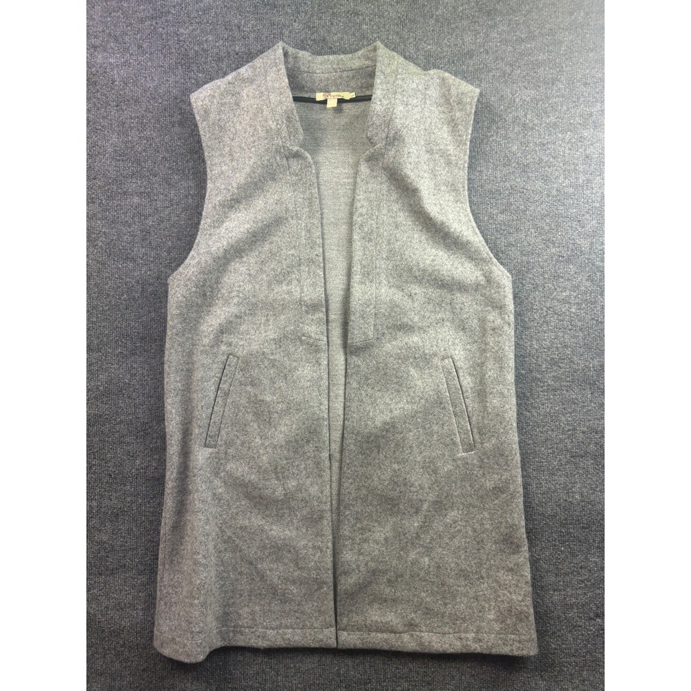 Aryeh Longline Vest Women Large Gray Wool Blend Open Front Sleeveless Jacket